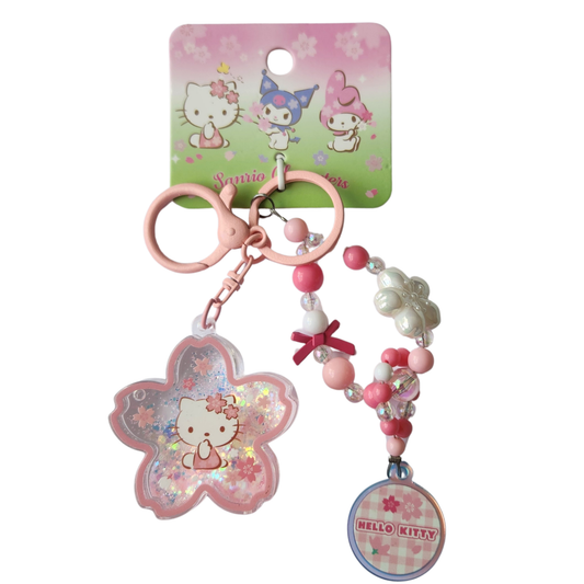 Hello Kitty Sakura Glitter Keychain
