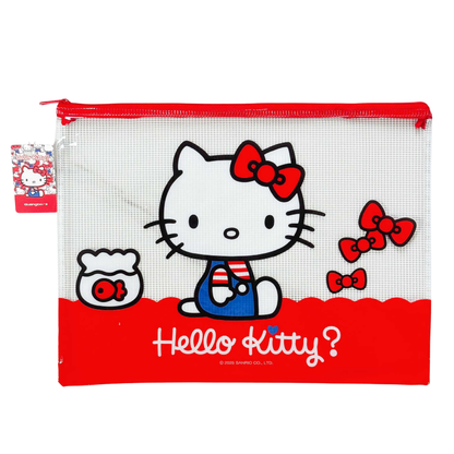 Hello Kitty A4 2 Pack Clear Zip Pouches
