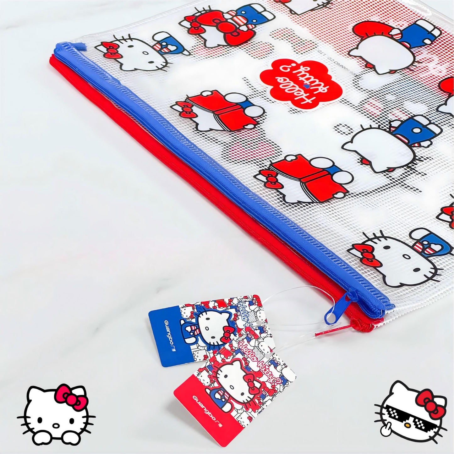 Hello Kitty A4 2 Pack Clear Zip Pouches
