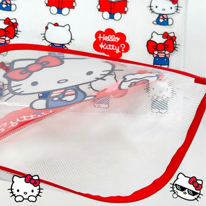 Hello Kitty A4 2 Pack Clear Zip Pouches