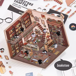 Bookstore DIY Isometric Sticker Scene