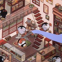 Bookstore DIY Isometric Sticker Scene