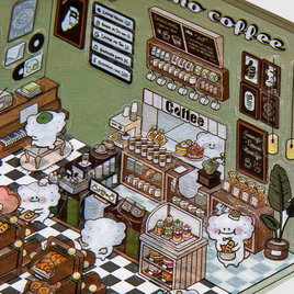 Coffee Shop DIY Isometric Sticker Scene