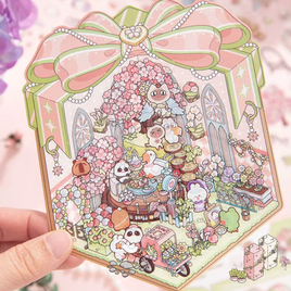 Flower Gift Box DIY Isometric Sticker Scene