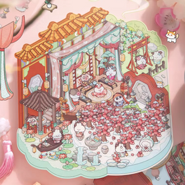 Flying Flowers Jumbo Isometric Sticker Scene