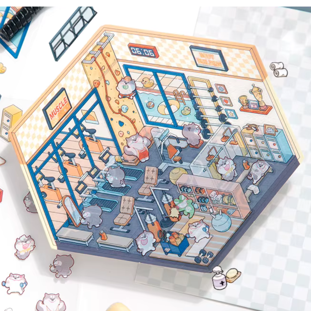 Gymnasium DIY Isometric Sticker Scene – Oziko Stationery Store