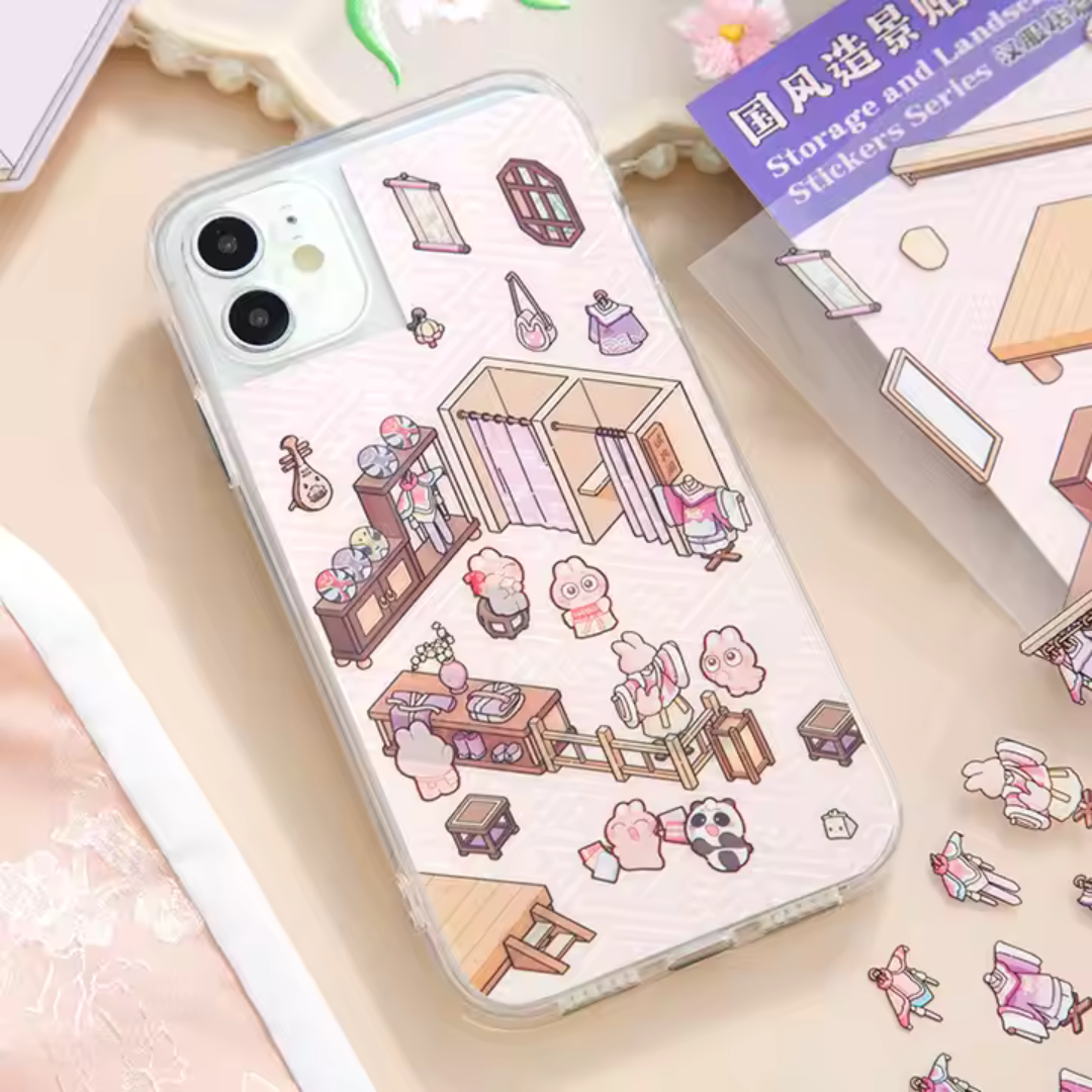 Hanfu Shop DIY Isometric Sticker Scene