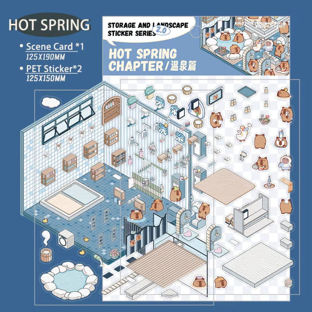 Hot Springs DIY Isometric Sticker Scene