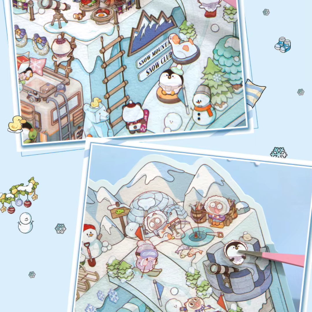 Ice Snow World Jumbo Isometric Sticker Scene
