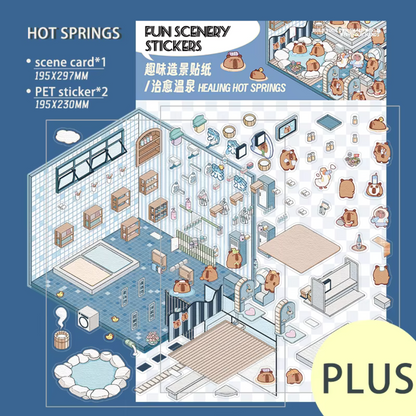 Hot Springs Jumbo Isometric Sticker Scene