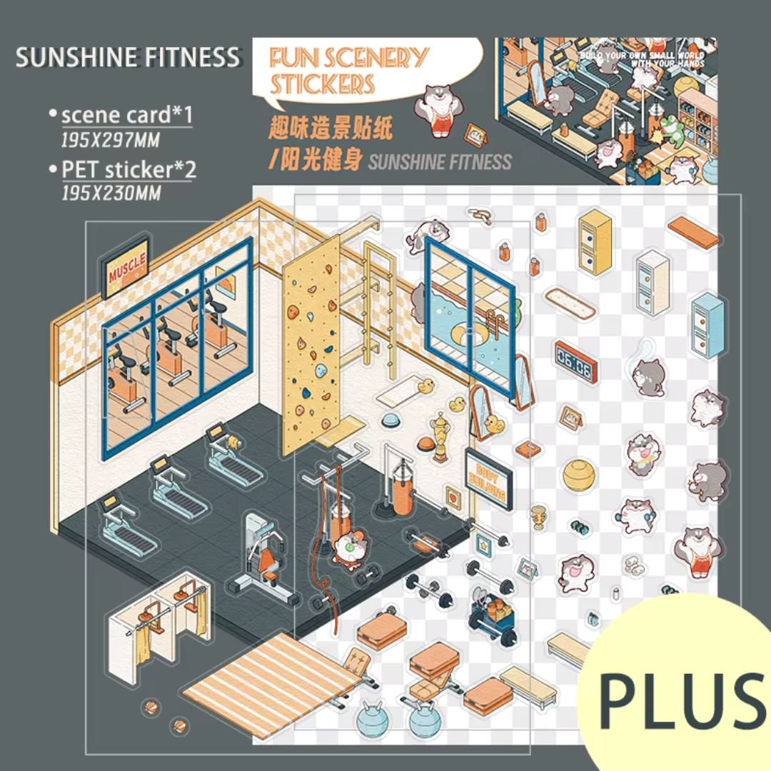Sunshine Fitness Jumbo Isometric Sticker Scene