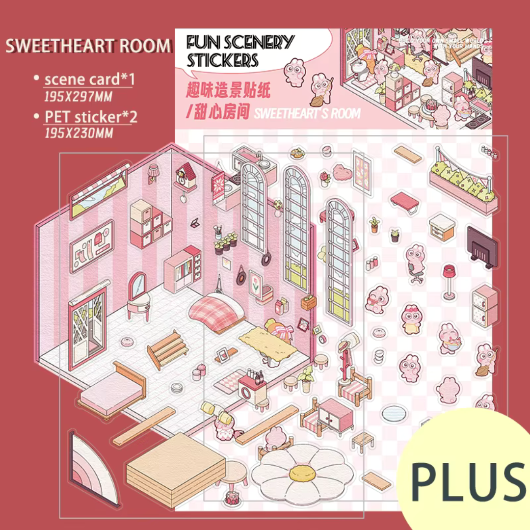 Sweetheart Room Jumbo Isometric Sticker Scene