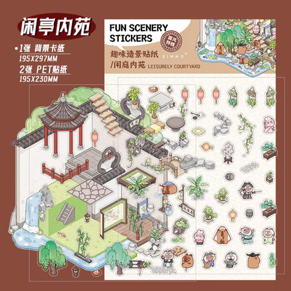 Leisure Courtyard Jumbo Isometric Sticker Scene