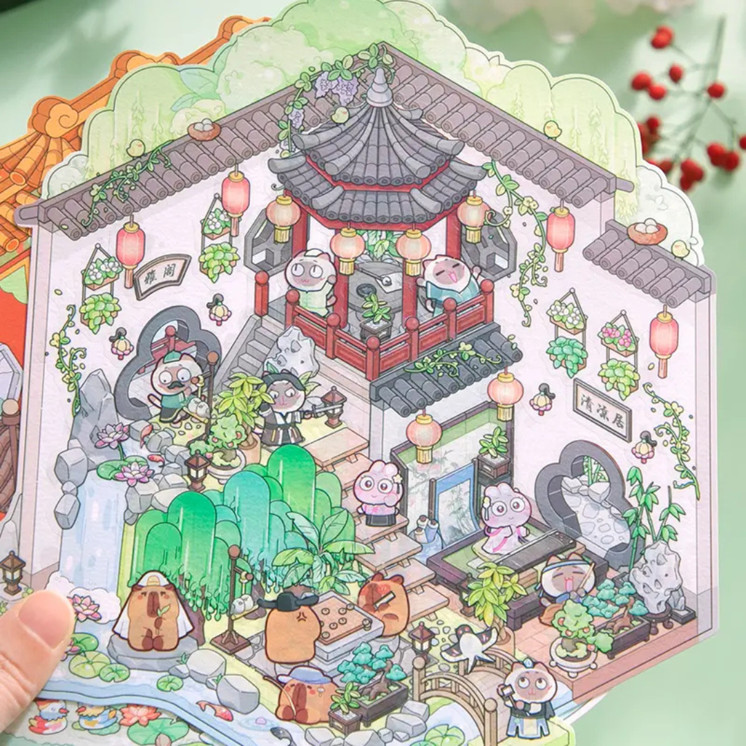 Leisure Courtyard Jumbo Isometric Sticker Scene