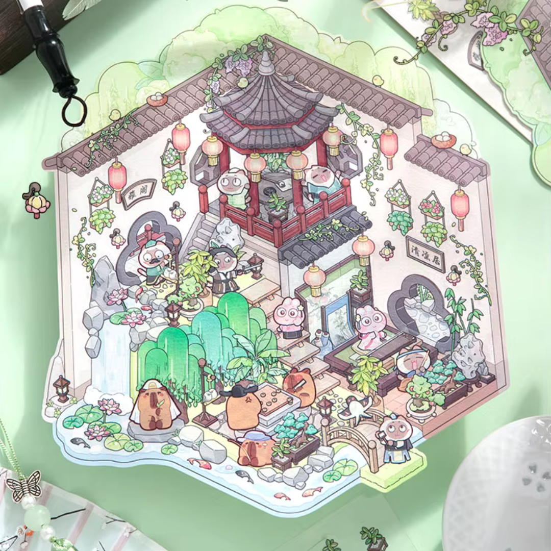 Leisure Courtyard Jumbo Isometric Sticker Scene