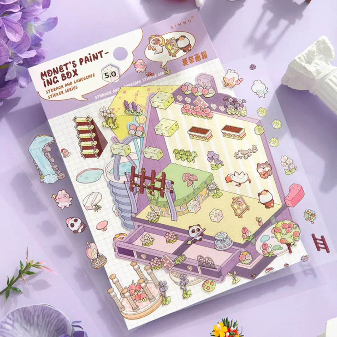 Monet Paint Box DIY Isometric Sticker Scene