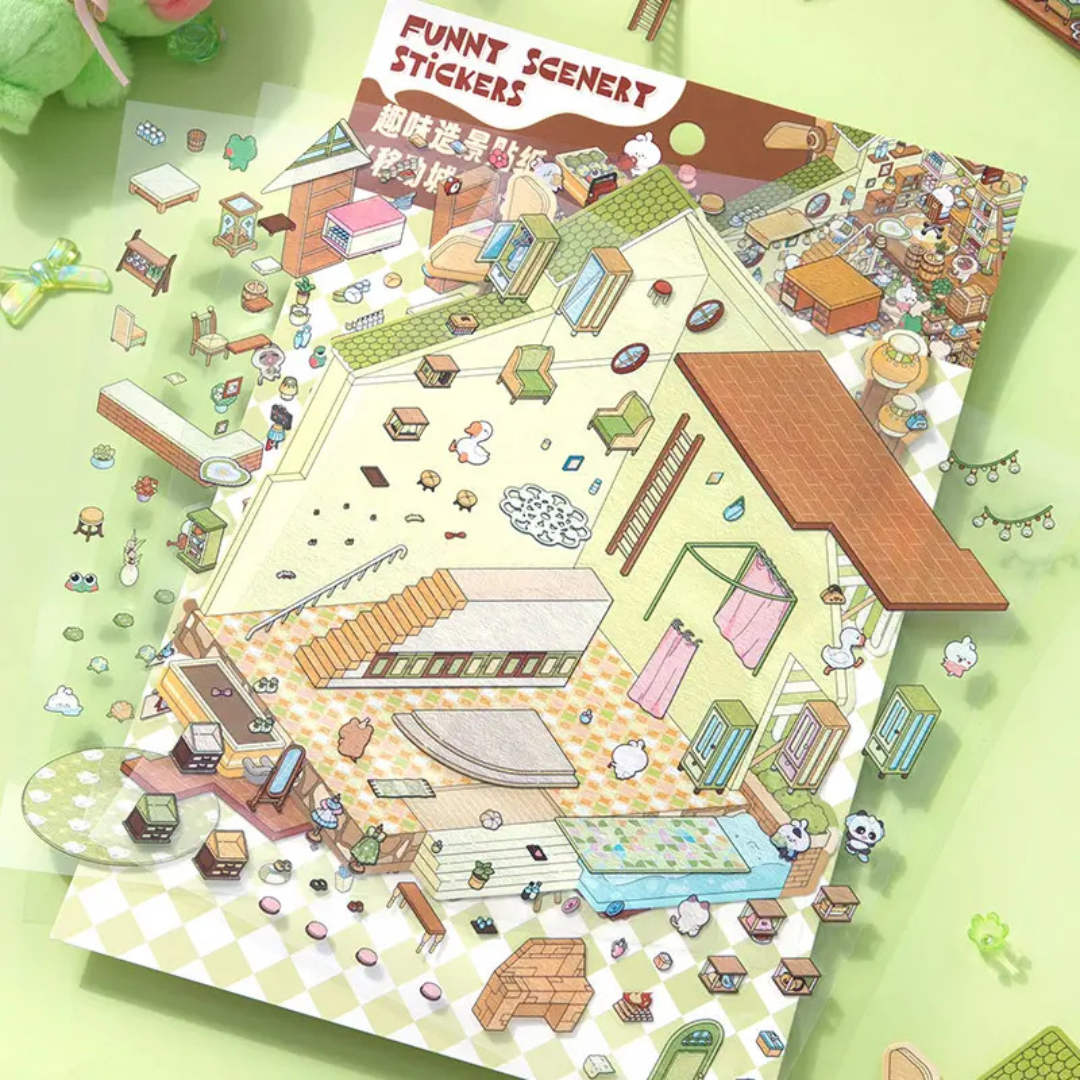 Moving Castle Jumbo Isometric Sticker Scene