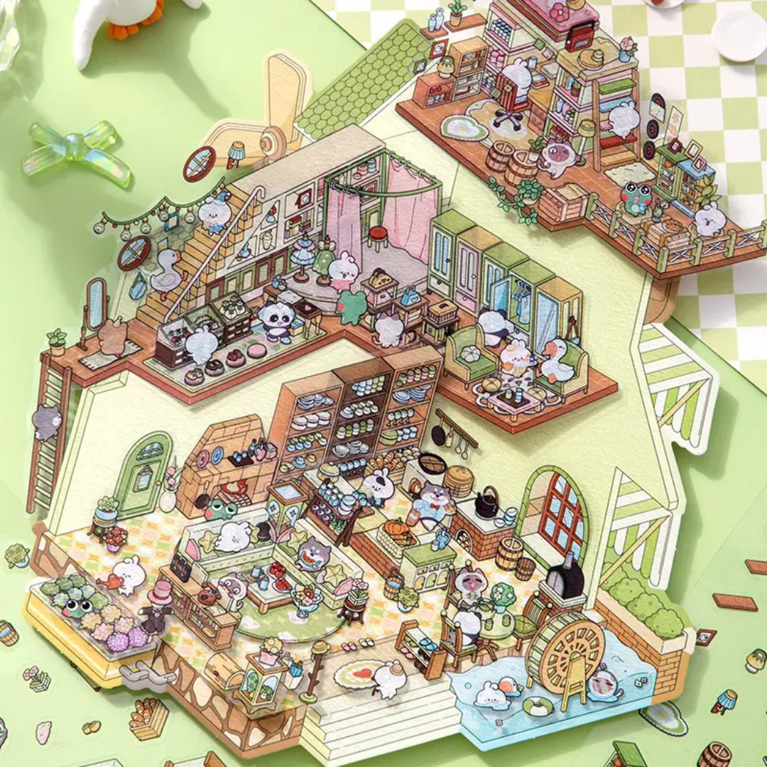 Moving Castle Jumbo Isometric Sticker Scene