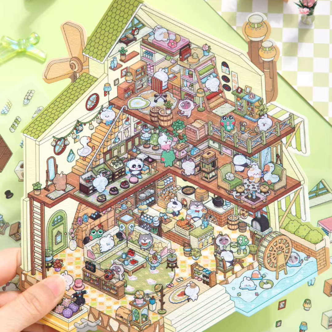 Moving Castle Jumbo Isometric Sticker Scene