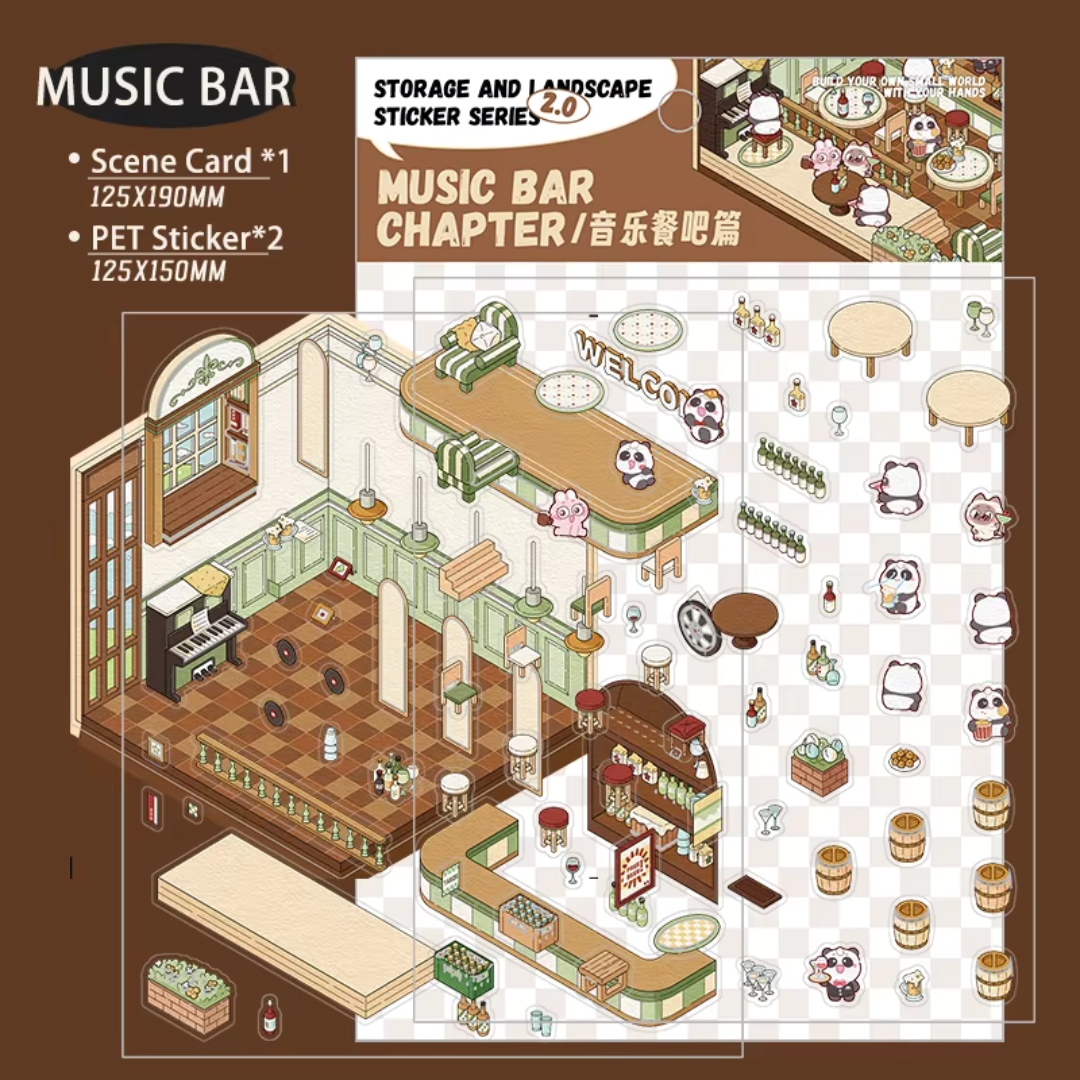 Music Bar DIY Isometric Sticker Scene