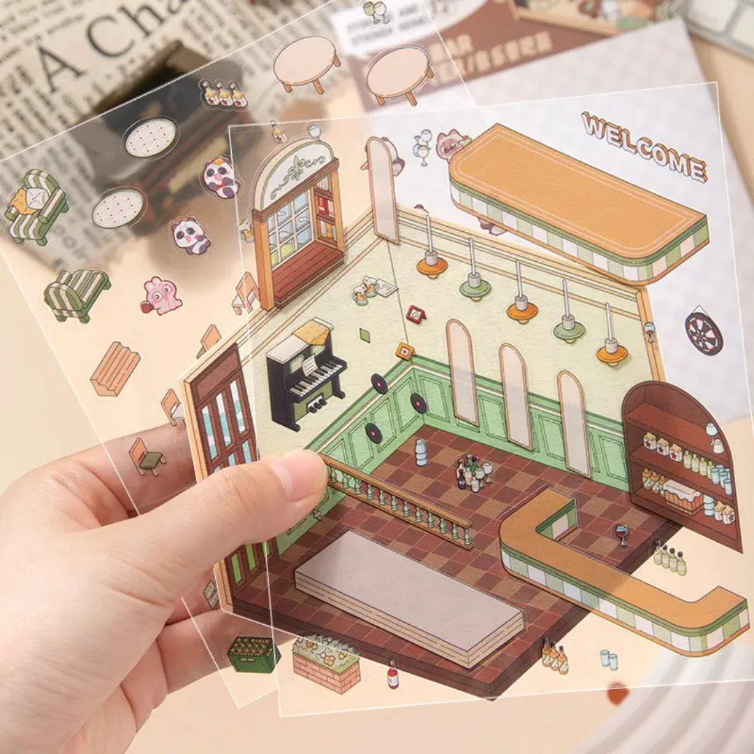 Music Bar DIY Isometric Sticker Scene