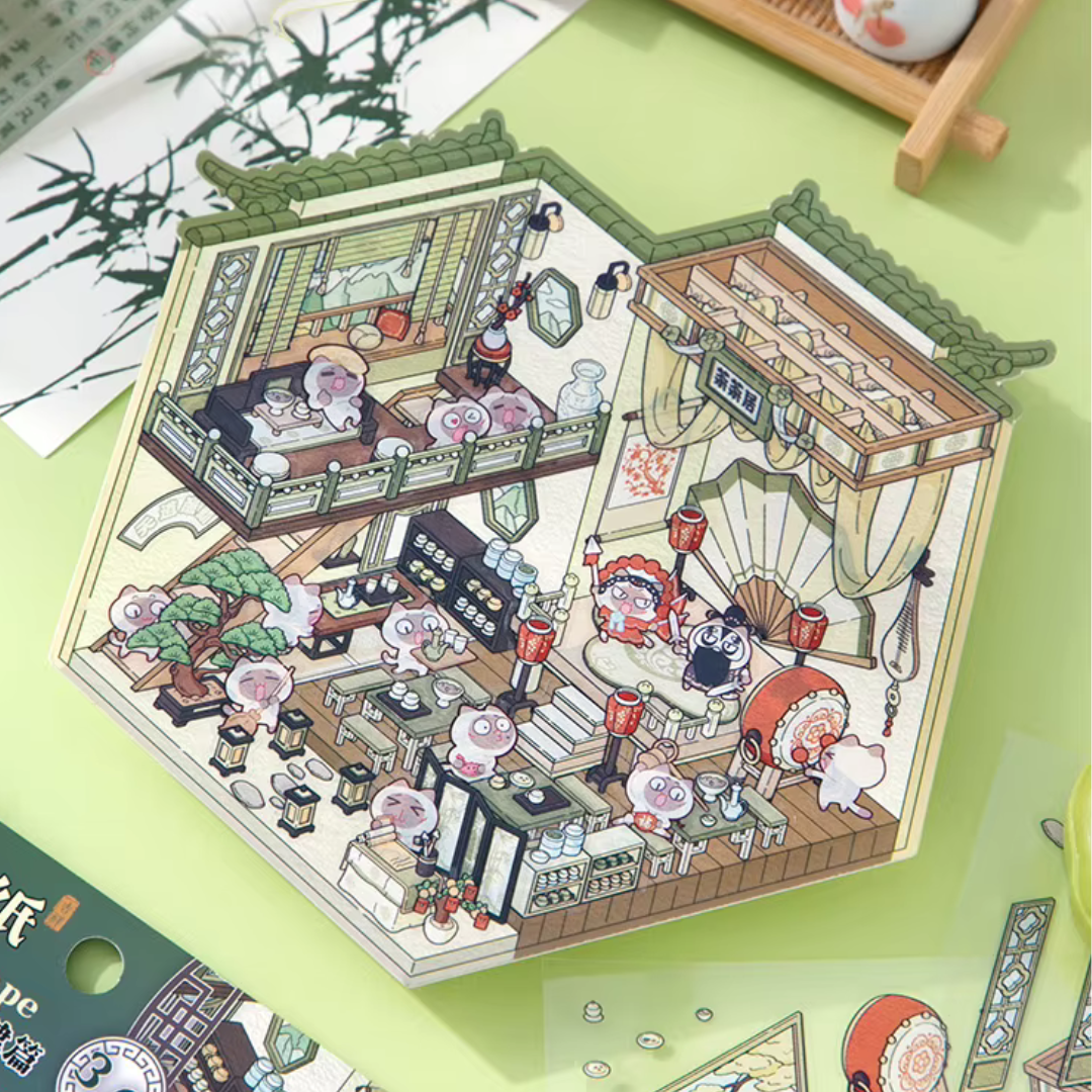 Opera Tea House DIY Isometric Sticker Scene