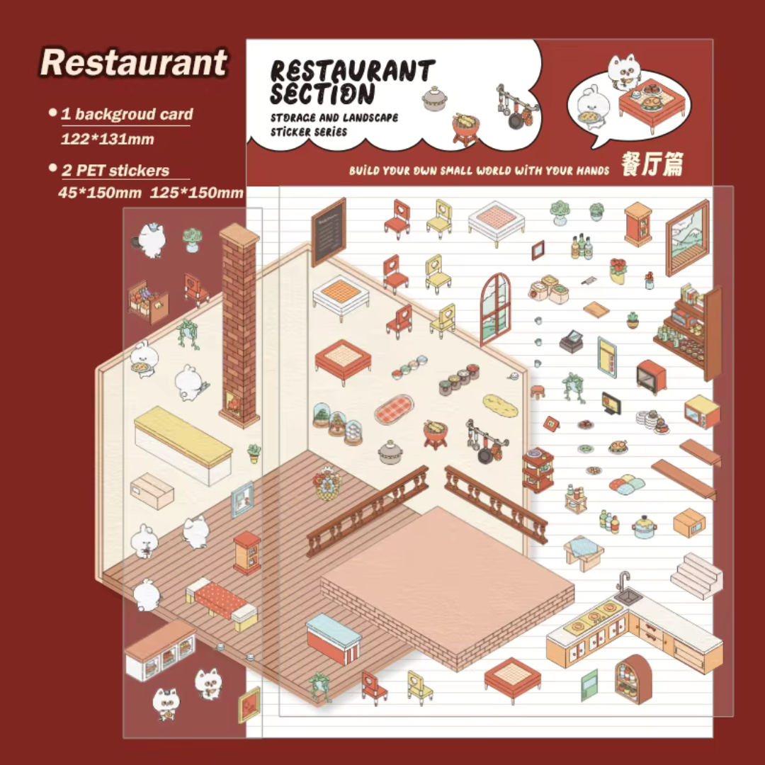 Restaurant DIY Isometric Sticker Scene