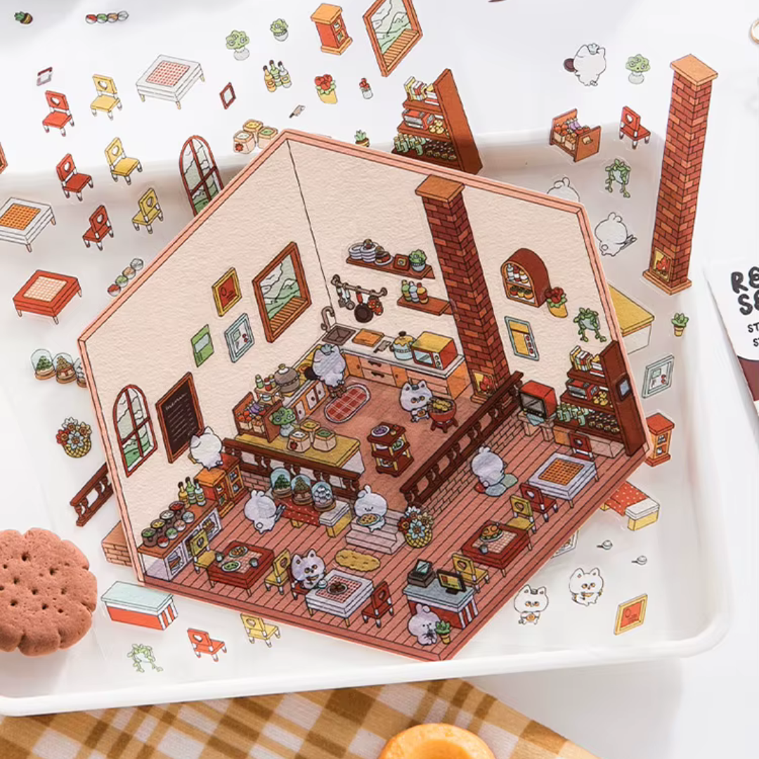 Restaurant DIY Isometric Sticker Scene