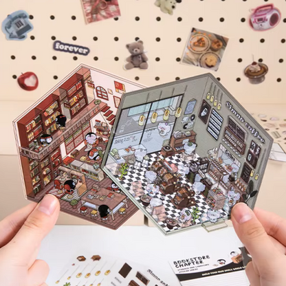 Restaurant DIY Isometric Sticker Scene