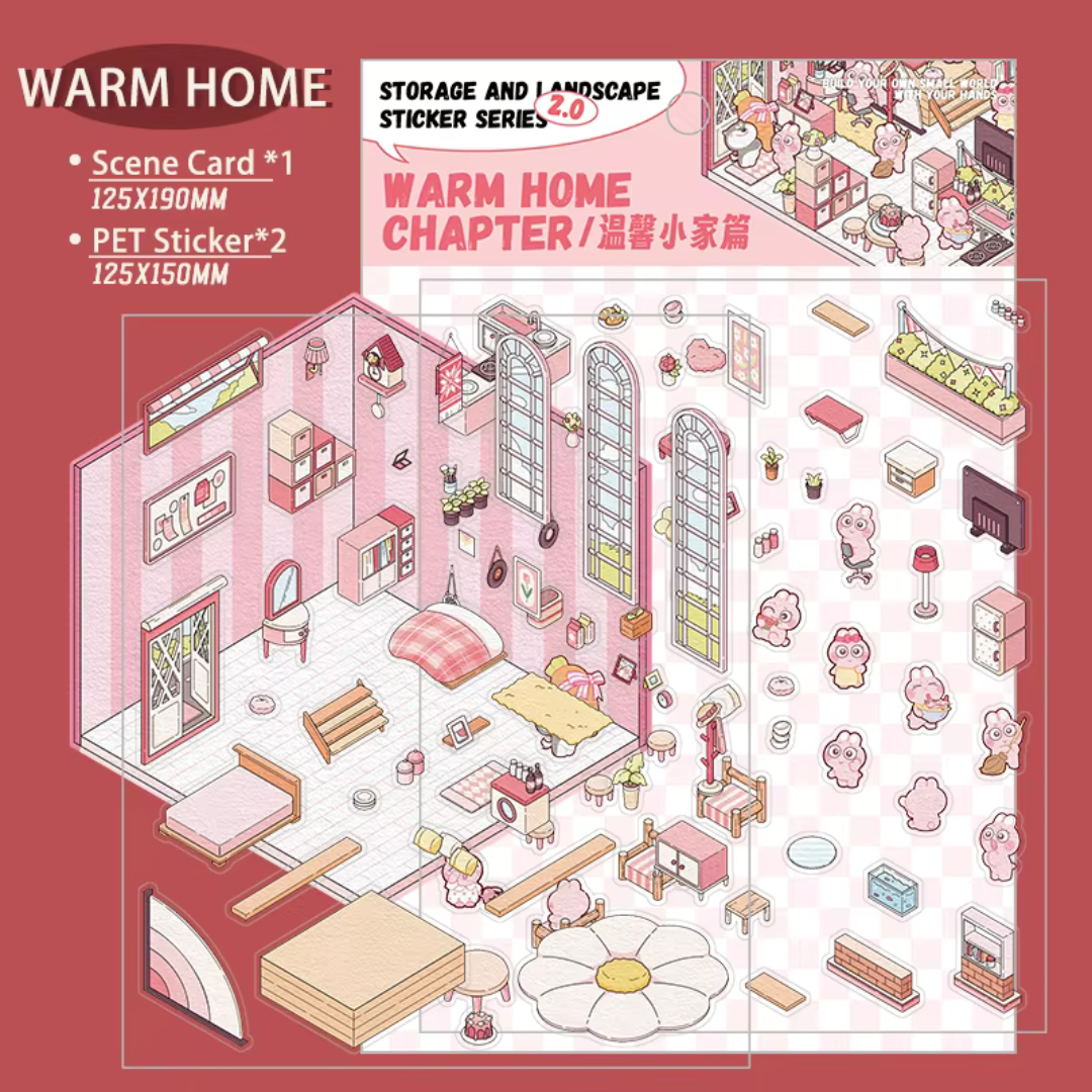 Warm Home DIY Isometric Sticker Scene