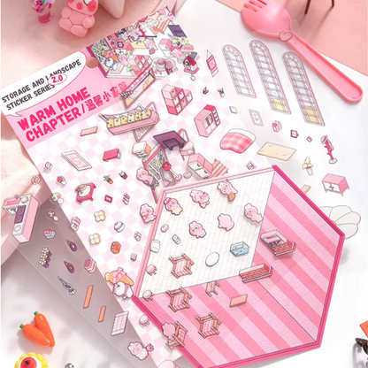 Warm Home DIY Isometric Sticker Scene