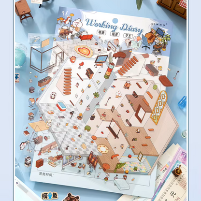 Working Diary Jumbo Isometric Sticker Scene