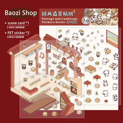 Baozi Shop DIY Isometric Sticker Scene