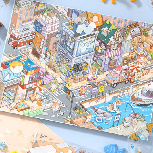 Harbour Isometric Sticker Scene