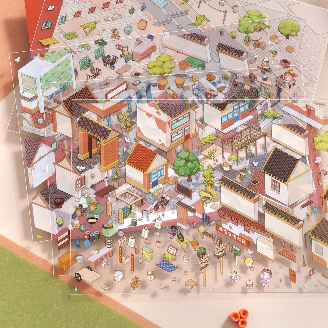 Downtown Isometric Sticker Scene