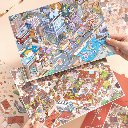 Downtown Isometric Sticker Scene