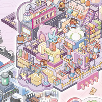 Bear Dream Factory Isometric Sticker Scene