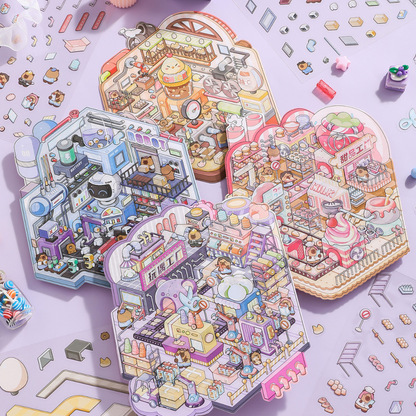 Bear Dream Factory Isometric Sticker Scene