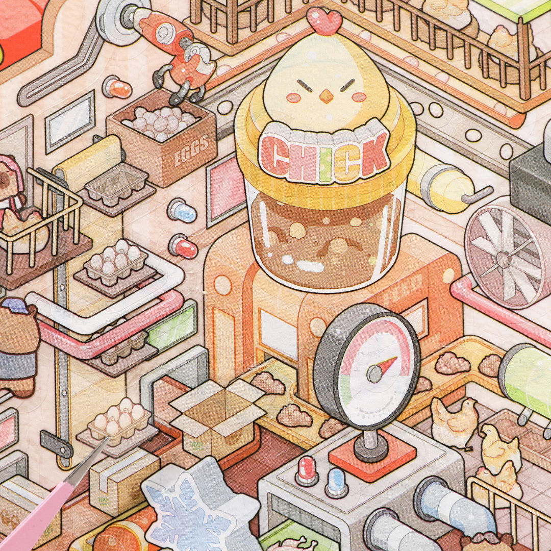 Chicks Life Isometric Sticker Scene
