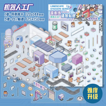 Robot Factory Isometric Sticker Scene