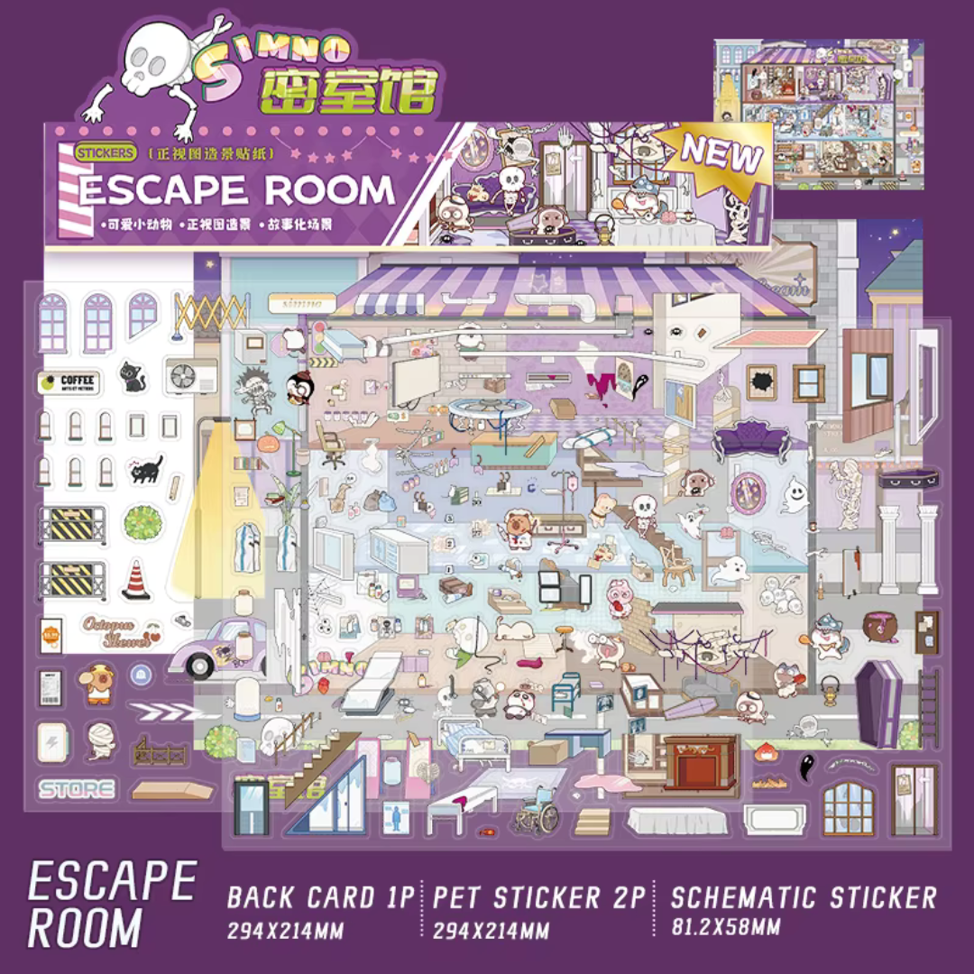 Escape Set Sticker Escape Room Jumbo Isometric Sticker Scene – Oziko Stationery Store