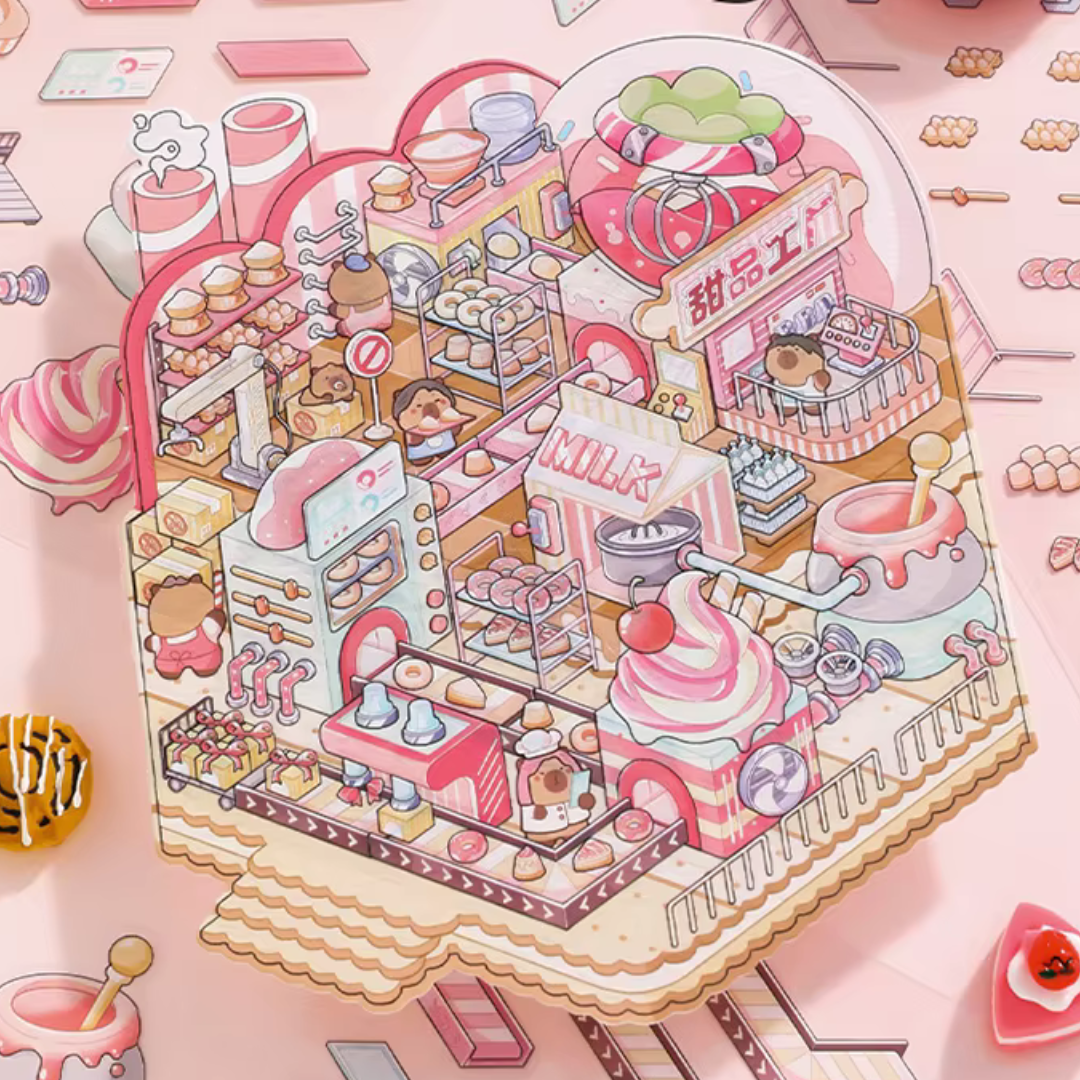 Sweet Factory Isometric Sticker Scene