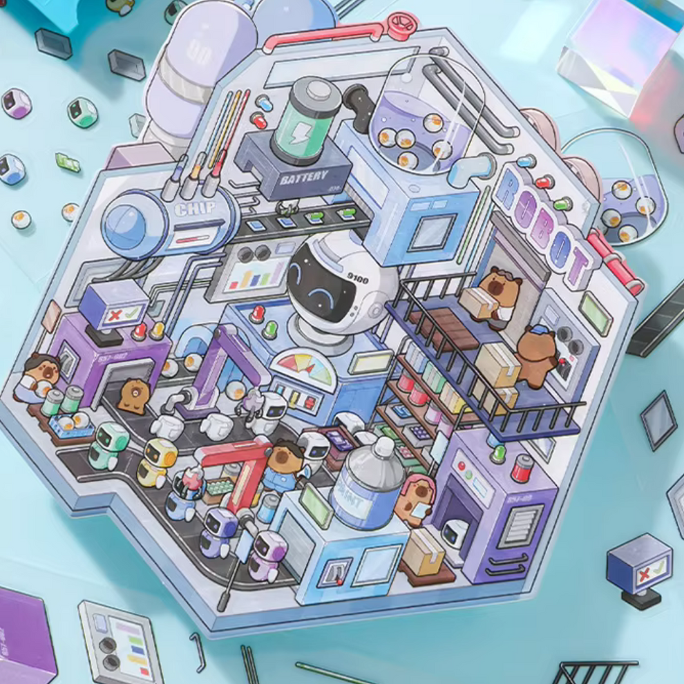 Isometric Sticker Robot Factory Isometric Sticker Scene – Oziko Stationery Store