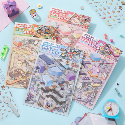 Robot Factory Isometric Sticker Scene
