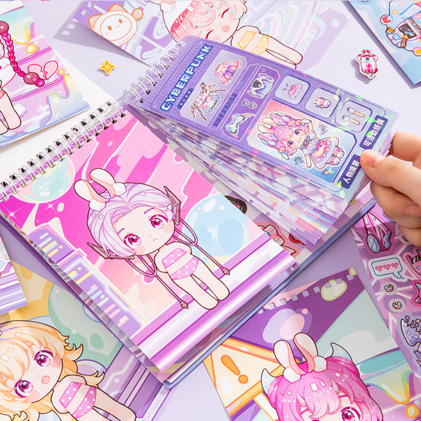 Kawaii Cyberpunk Dress-Up Sticker Book