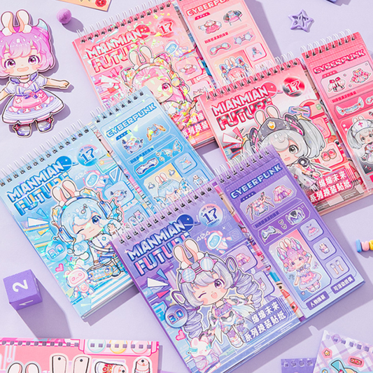 Kawaii Cyberpunk Dress-Up Sticker Book