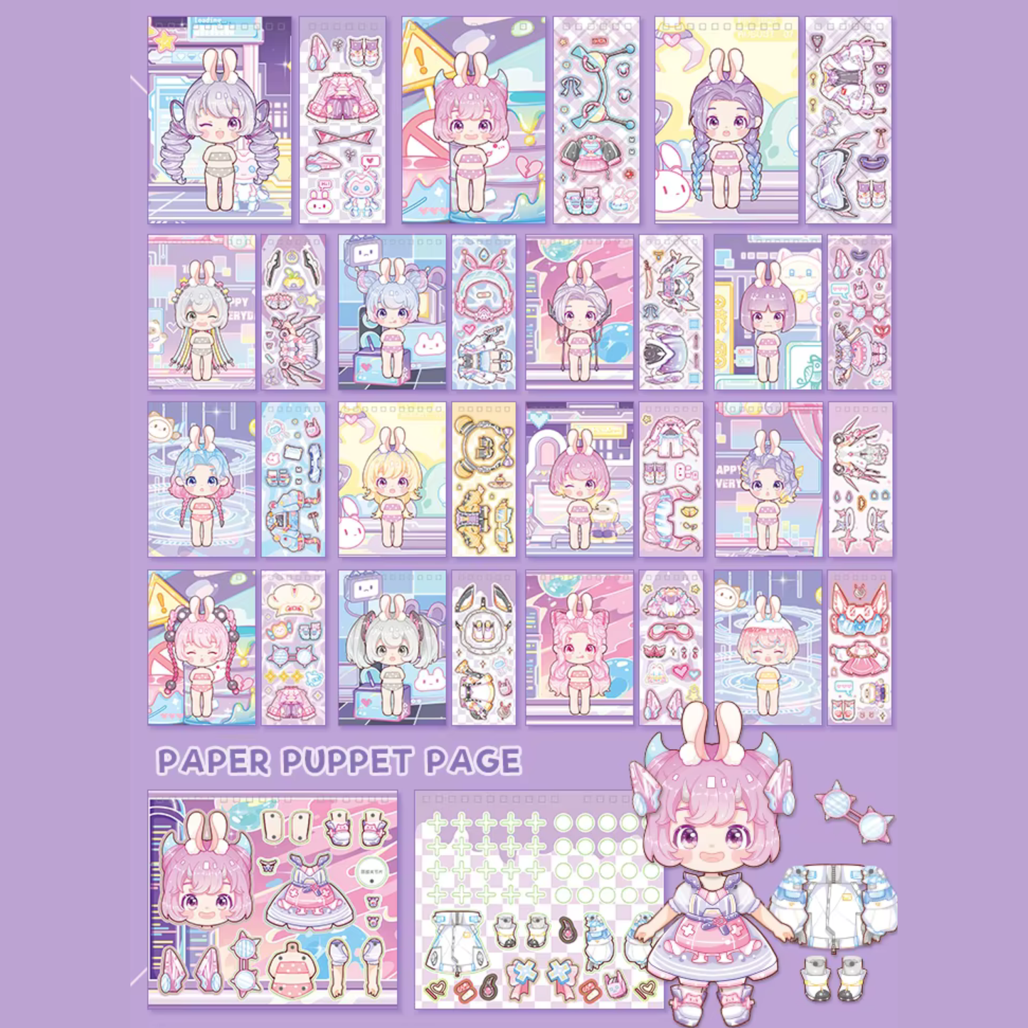 Kawaii Cyberpunk Dress-Up Sticker Book