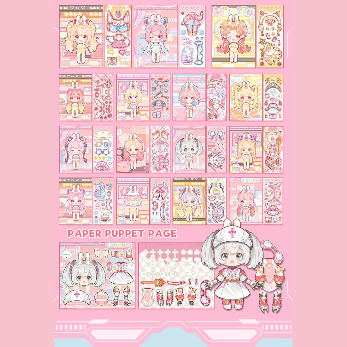 Kawaii Cyberpunk Dress-Up Sticker Book