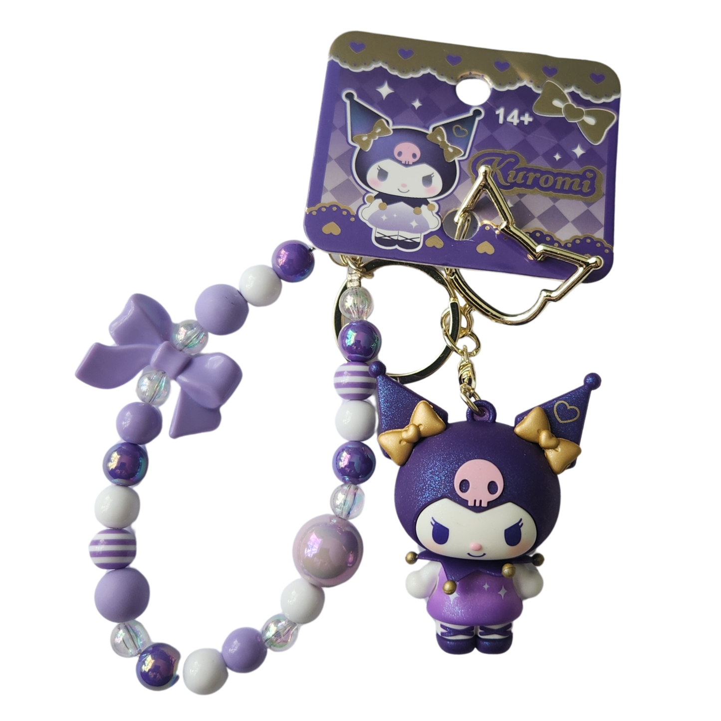 Kuromi Glitter Goth Purple Keychain