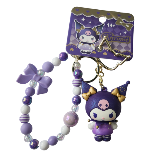 Kuromi Glitter Goth Purple Keychain